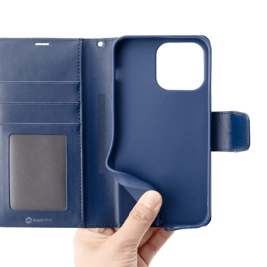 iPhone 15 High-Quality Flip Wallet Case Cover with Magnetic Closure for Screen Protection, Tough Build, Shockproof Design, Multiple Card Holders - Rose Gold
